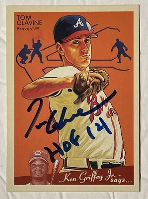 Tom Glavine Atlanta Braves 2008 Upperdeck Goudey No. 13 Signed Card MLB HOF - Image 1 of 2