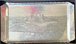 Wendell August 1923 - Pittsburgh Skyline Luncheon Tray - NEW IN BOX! Silver - Picture 1 of 15