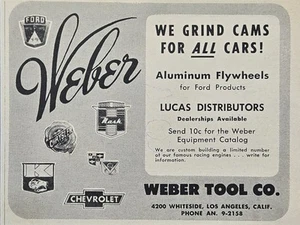Weber Tool Co Los Angeles CA levas volantes para todos los autos anuncio impreso vintage 1951 - Imagen 1 de 4