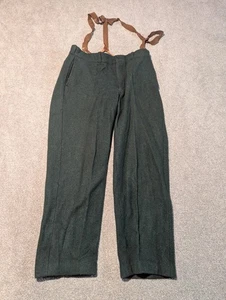 Johnson Woolen Mills pantaloni uomo 34x30 lana verde pantaloni vintage con bretelle  - Foto 1 di 19