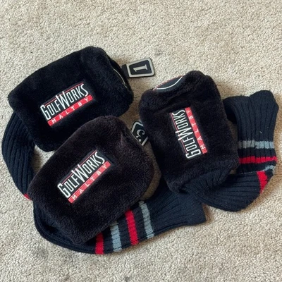 Juego de 3 cubiertas de madera GolfWorks Maltby Knit Driver negro rojo gris a rayas Foto 1 de 4