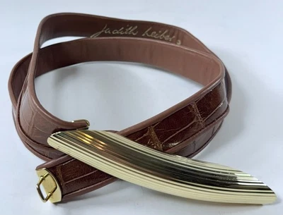 Cinto vintage Judith Lieber tom dourado fivela anos 80  - Imagem 1 de 2
