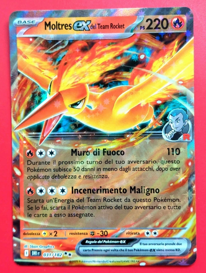 Carta Pokemon Moltres ex del Team Rocket - Rivali Predestinati 031/182 Italiano - Immagine 1 di 1