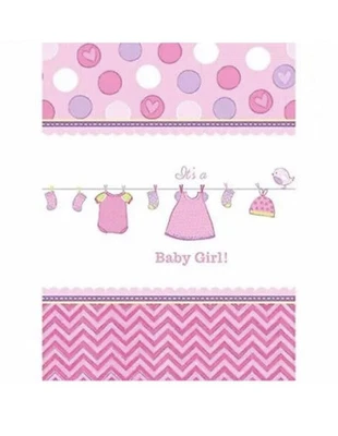 Amscan Shower with Love Girl Plastic Tablecover Table Cover, 54" x 102" - Image 1 of 4
