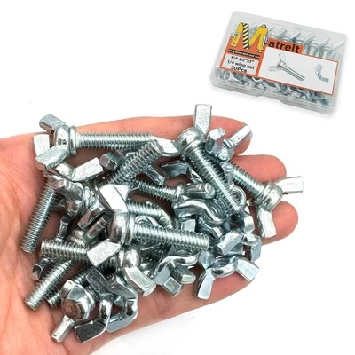 MATRELT 30 Pcs 1/4"-20 x1 Wing Screw Bolts and Wing Nut Kit Butterfly Screws and Nut ...