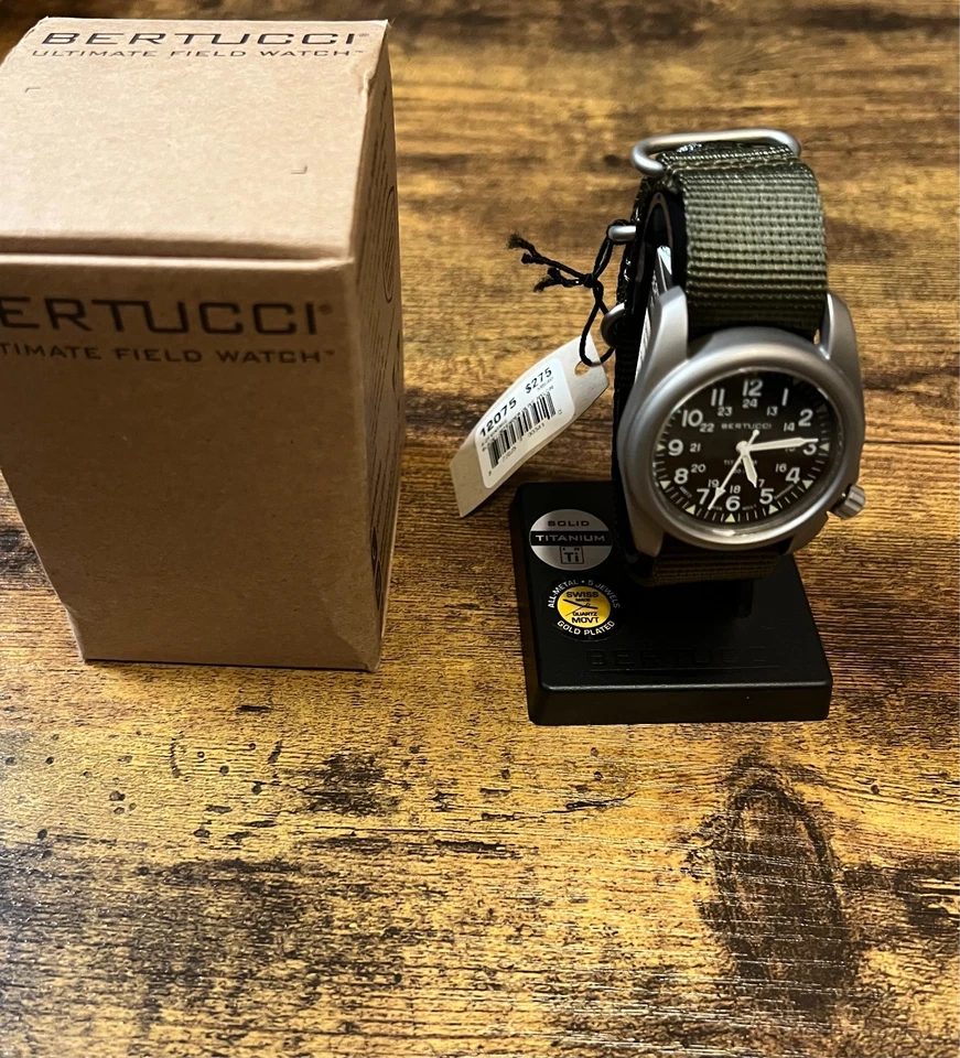 Bertucci A-2T Vintage B-Type Defender Olive Band 40mm Titanium Swiss & Sapphire - Image 1 of 4