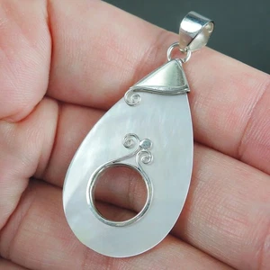 Joyería colgante de madreperla pequeña lágrima de plata de ley 925, MOPP-163 - Imagen 1 de 6