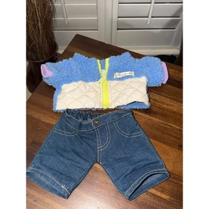 Build a Bear Blue Sherpa jacket and Pant Outfit Stuffed Animal Plush HTF - Picture 1 of 2
