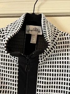Chaqueta de Buceo JOSEPH RIBKOFF Blanco y Negro Texturizado Cremallera Frontal Manga Larga TALLA 6 - Imagen 1 de 9