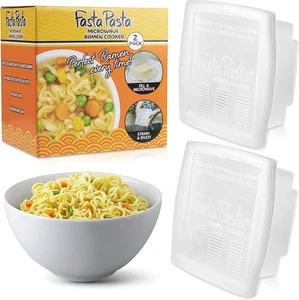 Fasta Pasta Microwave Ramen Noodle Cooker 2 Pack - No Mess, Sticking or Waiting - Picture 1 of 5
