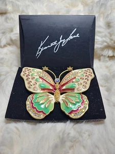 Avon KJL Kenneth Jay Lane Schmetterling Anstecknadel Brosche signiert Pastell Emaille Kristall - Bild 1 von 17
