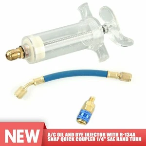 Hand Turn A/C AC Oil And Dye Injector With R-134a Snap Quick Coupler 1/4 SAE - Picture 1 of 12