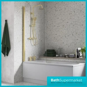 180° Pivot Hinge Opening Square Bath Shower Screen 6mm Glass Panel 1400mm Height - Picture 1 of 12