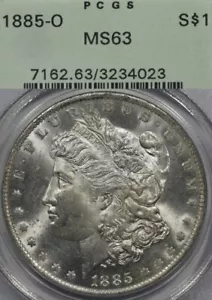 1885-O $ 1 PCGS MS63 OGH Morgan Silberdollar - Bild 1 von 3