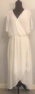Culture Code Size XL, Swiss Dot, Slit Short Sleeves, Lined, Spring, White Dress - Picture 1 of 11