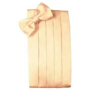 Men's Apricot Satin Bow Tie and Cummerbund Set - Picture 1 of 1