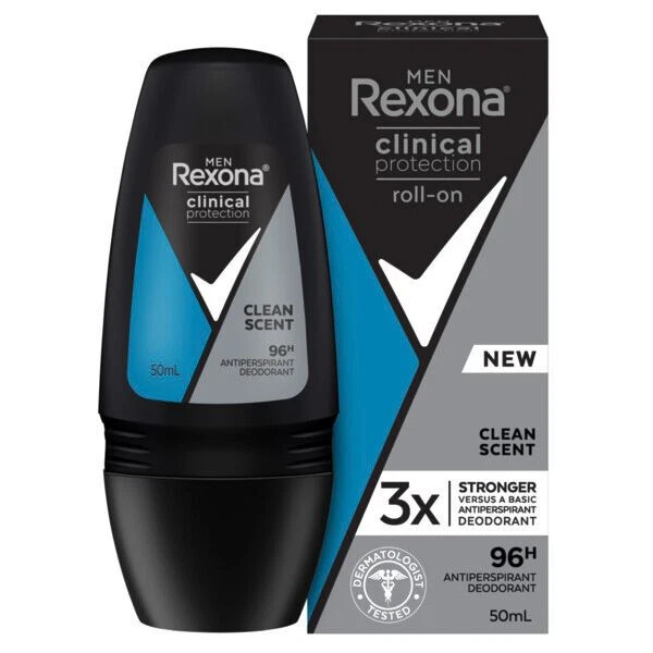 Desodorante Clínico Rexona MEN Care ROLL ON 50mL PERFUME LIMPO NOVO Antitranspirante - Imagem 1 de 1