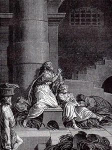 Biblischer Kunstdruck um 1910 Das Gebet des Manasse Serie von C P Marillier Französisch  - Bild 1 von 4