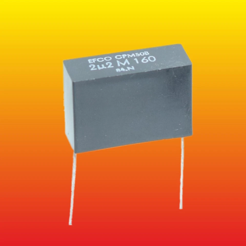LOTE DE 1 CONDENSADOR RADIAL METALIZADO POLIÉSTER EFCO CPM50B 2.2 UF 160 V Foto 1 de 2