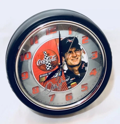 Dale Earnhardt Jr NASCAR Coca-Cola Metal Wall Clock 7" Works EXCELLENT Coke Cover
