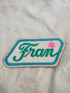 NOS Vintage Colorful Retro FRAN Name Badge Jacket Patch 24QQ Blue Green Pink - Picture 1 of 3