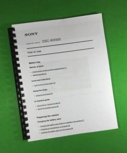 Owners Manual for Sony DSC WX500 Camera 182 Pages W/Clear Covers! - Picture 1 of 1