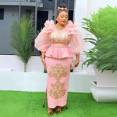 African Dashiki Women Sequins Dresses Bodycon Evening Wedding Formal Party Gown - Image 1 of 4