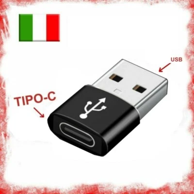 Adattatore Adapter da USB A maschio a Tipo C Type C femmina usb 3.1 otg nero - Immagine 1 di 2