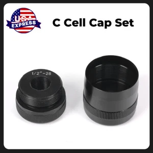 1/2-28 Aluminum End Caps Black High Quality 6061 Aluminum C Cell Cap Set - Picture 1 of 8