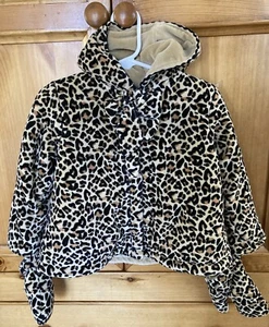 First Impressions 12 Month Leopard Print Coat Hood Snap-on Mittens Soft - Picture 1 of 8
