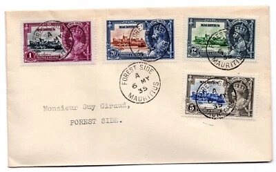 JUEGO JUBILEO DE PLATA DE MAURICIO 1935 EN FDC CON FECHA "MAURICIO 6 DE MAYO DE 1935" RARO EN V-F Foto 1 de 2