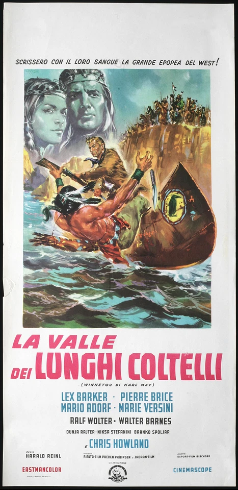 CINEMA-locandina LA VALLE DEI LUNGHI COLTELLI "Winnetou II" lex barker, REINL - Bild 1 von 1