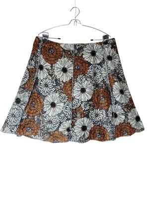 Mujer XL Falda Forrada en A Colorida Floral Pesada Cálida Vellón Hippie Pull On Foto 1 de 4