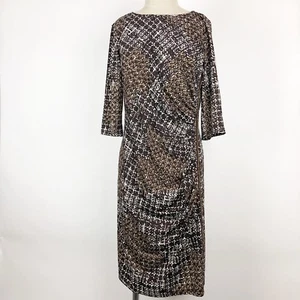 Emma & Michele Kleid Damen Größe Large braun schwarz 3/4 Ärmel seitlich Kettendetail - Bild 1 von 12