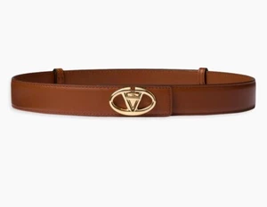 NEW Valentino Garavani The Bold Edition VLogo tobacco Calfskin Belt 30MM - Picture 1 of 10