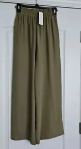Simplee Boho Hippie Pants Sz XS Elastic Waist Wide Leg Flared Army Green NWT - Picture 1 of 8