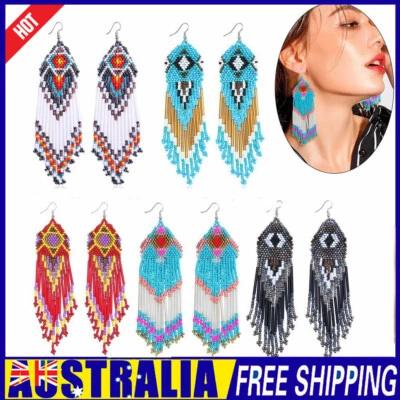 Perlenohrringe Böhmische Mehrfarbige Perlen-Tropfenohrringe Handgefertigtes / - Bild 1 von 4