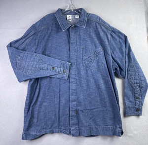 Camisa vaquera Karl Kani vintage para hombre X-grande calce relajado azul cierre a presión - Imagen 1 de 15