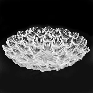 Orrefors Vintage 10" Lead Crystal Bowl, Clear Ivy Leaf Design, Heavy Centerpiece - Picture 1 of 10