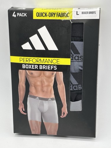 NUOVO 4 PACK SLIP BOXER UOMO ADIDAS QUICK DRY PERFORMANCE TAG LESS TAGLIA LARGE