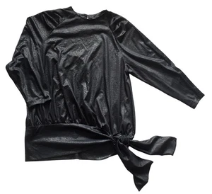 Vintage 80s Black Snakeskin Patterned Top Retro Boho Indie New Wave 16 - Picture 1 of 2