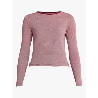 Camiseta listrada feminina Merlot sem limites com mangas compridas tamanho G (12-14) - Imagem 1 de 4