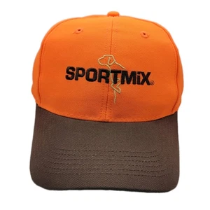 Vtg Sportmix Snapback Hat Hunter Safety Orange Brown Dog Logo Feed Advertisement - Picture 1 of 11