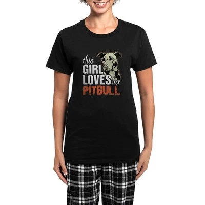 Pijama para mujer CafePress This Girl Loves Her Pitbull oscuro (1422804103) Foto 1 de 4