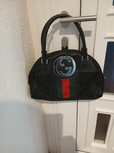 Gucci Vintage Damen Handtasche Leder Stoff selten - Bild 1 von 5