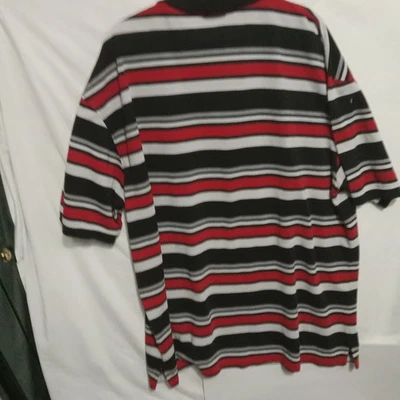 Camisa Polo Red Ape 5XL Rojo-Negro-Blanco Rayas Algodón Parche para el Hombro 3 Botones Foto 1 de 4