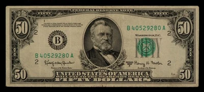 FR 2112-B $50 1950-E Federal Reserve Note US - VF - SKU-CA1833 - Image 1 of 2