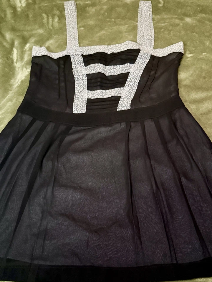 Kimchi Blue Black Babydoll Dress M Lace Trim Bustier Corset Whimsy Goth,coquette - Image 1 of 4