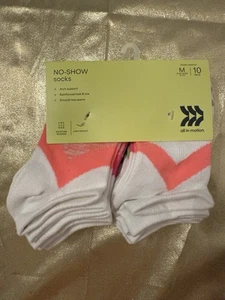 NWT All in Motion No Show Socks 10-Pack Multi Colors Girls Shoe Size M 9-2.5 - Picture 1 of 5