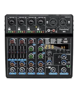 M6 DJ mixer Portable Bluetooth MP3 6 channel Sound Mixing Console Built in 256 - Picture 1 of 9